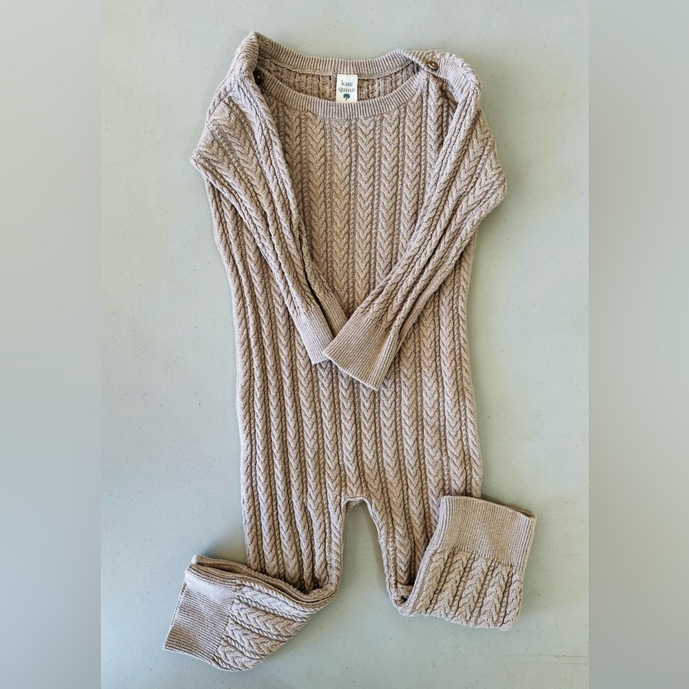 Kate Quinn Organic Cable Knit Sweater Baby Romper